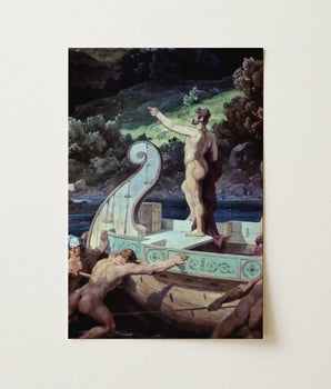 Rectangular Canvas Print Classical Painting Muscular Nude Male Friedrich Preller, Elder Paints Odysseus, Departure, Polyphemus Ruined
