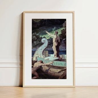 Departure from the Land of Cyclops - Friedrich Preller Elder kunstdruk op canvas, 12x18’’ / 31x46cm / Natuurlijk frame / passe-partout, posters
