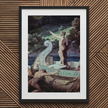 Departure from the Land of Cyclops - Friedrich Preller Elder kunstdruk op canvas, 20x30’’ / 51x76cm / Zwart frame / passe-partout, posterprints