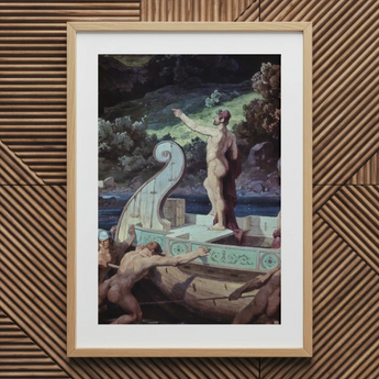 Departure from the Land of Cyclops - Friedrich Preller Elder kunstdruk op canvas, 20x30’’ / 51x76cm / Natuurlijk frame / passe-partout, posters