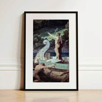 Departure from the Land of Cyclops - Friedrich Preller Elder Art Print / Canvas Black-framed Classical Painting Two Nude Figures, Paints