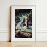 Departure from the Land of Cyclops - Friedrich Preller Elder Art Print / Canvas Framed Classical Scene Two Nude Figures, Paints Odysseus,