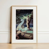 Departure from the Land of Cyclops - Friedrich Preller Elder Art Print / Canvas Framed Classical Scene Two Nude Figures, Paints Odysseus,