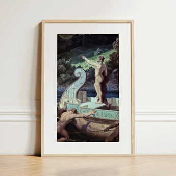 Departure from the Land of Cyclops - Friedrich Preller Elder Art Print / Canvas Framed Classical Scene Two Nude Figures, Paints Odysseus,