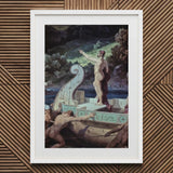 Departure from the Land of Cyclops - Friedrich Preller Elder Art Print / Canvas White-framed Classical Painting Nude Figures Boat Ornate,