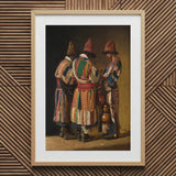 Dervishes in Festive Attire - Vasily Vereshchagin Art Print / Canvas Framed Painting Three Figures Colorful Intricately Patterned