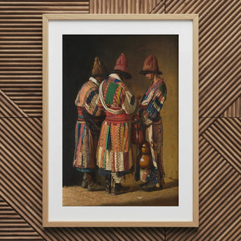 Dervishes in Festive Attire - Vasily Vereshchagin Art Print / Canvas Framed Painting Three Figures Colorful Intricately Patterned