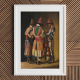 Dervishes in Festive Attire - Vasily Vereshchagin Art Print / Canvas Framed Painting Three Figures Colorful Traditional Costumes Pointed