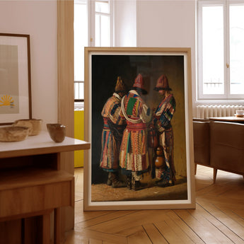 Dervishes in Festive Attire - Vasily Vereshchagin Art Print / Canvas Framed Painting Three Figures Colorful Traditional Costumes
