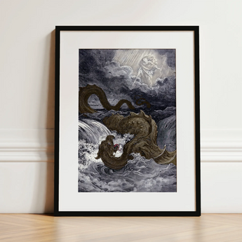 Destruction of Leviathan - Gustave Dore Art Print / Canvas, 12x16’’ / 31x41cm / Black Frame / Matboard, Posters Prints & Visual Artwork,