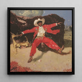 Devil’s Details - Fine Art Print / Canvas Framed Man Ornate Red Suit White Black Cowboy Stages, Gold Jewelry Dripping, Gilded Greyhound