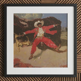 Devil’s Details - Fine Art Print / Canvas Red Cowboy Outfit White Hat Boots Leather Synthetic Black Stages, Gold Jewelry Dripping, Gilded