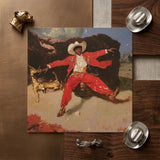 Devil’s Details - Fine Art Print / Canvas Vibrant Red Glossy Cowboy-themed Art Print Man Ornate Black Cowboy Stages, Gold Jewelry Dripping,