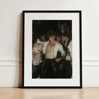 Devotion - Neo-baroque Gay Club Art Print / Canvas Black-framed White Mat Photograph Shirtless Man, Burned-out Music Video, Shirt, Fugitive