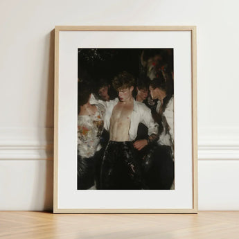 Devotion - Neo-baroque Gay Club Art Print / Canvas Framed Photograph Light Wood Frame White Mat Man, Burned-out Music Video, Shirt,