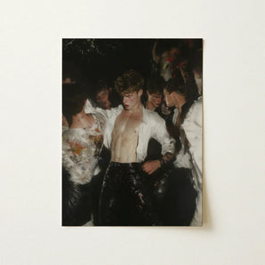 Devotion - Neo-baroque Gay Club Art Print / Canvas Framed Young Man Glossy Black Pants, Burned-out Music Video, Shirt, Fugitive Prince