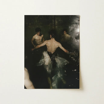 Dipping - Gay Grunge Baroque Ballet Art Print / Canvas Dark-toned Rectangular Three Shirtless Men Water, Lumbar Dip, Deltoid Ridge Prints