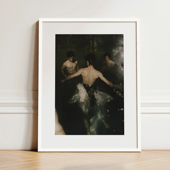 Dipping - Gay Grunge Baroque Ballet Art Print / Canvas, 12x16’’ / 31x41cm / White Frame / Matboard, Posters Prints & Visual Artwork, Toby