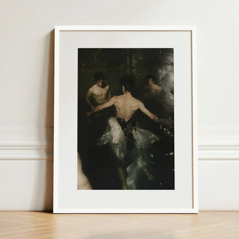 Dipping - Gay Grunge Baroque Ballet Art Print / Canvas White-framed Classical Painting Figures Water Dark, Lumbar Dip, Deltoid Ridge Prints