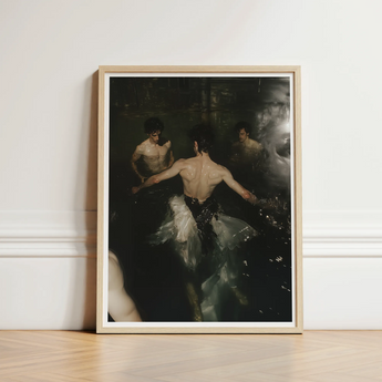 Framed Art Print Dramatic Dark-toned Scene Figures Water Gay Grunge Baroque, Lumbar Dip Ballet, Deltoid Ridge
