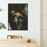 Dipping - Gay Grunge Baroque Ballet Art Print / Canvas Black-framed Artwork Dramatic Dark-toned Painting Figures Motion, Lumbar Dip,