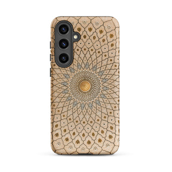 Divine Order - Islamic Geometric Art Phone Case Samsung Galaxy S24 Plus / Matte Beige Gold Ornate Mandala-patterned Phone Case Islamic