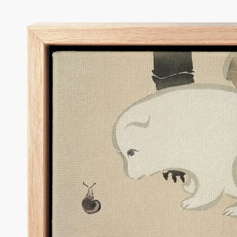 Dog and Snail - Kamisaka Sekka Kacho-e Art Print / Canvas Light Wood-framed Whimsical Illustration White Stylized, Sekka’s, Prints