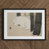 Dog and Snail - Kamisaka Sekka Kacho-e Art Print / Canvas Black-framed Artwork Whimsical Illustration White Polar Bear, Sekka’s, Prints