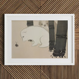 Dog and Snail - Kamisaka Sekka Kacho-e Art Print / Canvas White Framed Artwork Minimalist Illustration Two Animals Bamboo, Sekka’s, Prints
