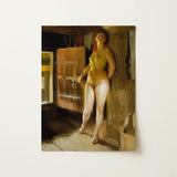At the Door of Loft - Anders Zorn Art Print / Canvas Warm-toned Oil Painting Nude Woman Dimly Lit Room, Paints, Four-pigment Austerity