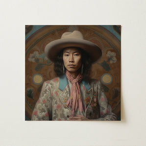 Dorjee - Tibetan Cowboy Dandy Art Print / Canvas, 12x12’’ / 31x31cm / Unframed / no Border, Posters Prints & Visual Artwork, Toby Leon