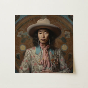 Dorjee - Tibetan Cowboy Dandy Art Print / Canvas, 12x12’’ / 31x31cm / Unframed / no Border, Posters Prints & Visual Artwork, Toby Leon