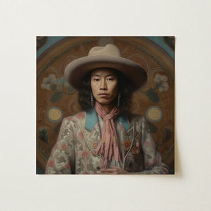 Dorjee - Tibetan Cowboy Dandy Art Print / Canvas, Dandy Gaysian Cowboy, Elegant Tibetan Outlaw’s, Tibetan Cowboy Dandy