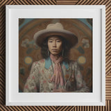 Dorjee - Tibetan Cowboy Dandy Art Print / Canvas White Hat Floral Pattern Pink Scarf Gaysian, Elegant Outlaw’s, Prints