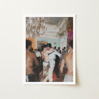 Double Trouble - Vintage Gay Tea Dance Art Print / Canvas Framed Painting Lively Scene Figures Motion Rendered, Chandelier Stutters Prints