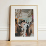 Double Trouble - Vintage Gay Tea Dance Art Print / Canvas Framed Painting Light Wood Frame White Impressionistic Scene, Chandelier Stutters