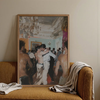 Double Trouble - Vintage Gay Tea Dance Art Print / Canvas Framed Painting Lively Dance Scene Ornate Room Enclosed Vintage Gay Tea, Tea