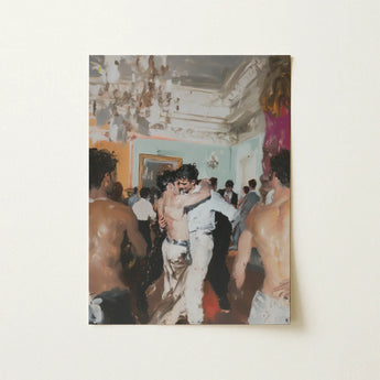 Double Trouble - Vintage Gay Tea Dance Art Print / Canvas Vibrant Impressionistic Painting Lively Scene Ornate Room, Chandelier Stutters