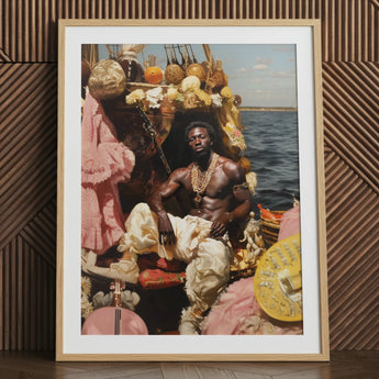 Douglas - Stampa artistica di pirata gay nero / Tela, 24x32’’ / 61x81cm / Cornice naturale / Passe-partout, Poster, Stampe e Opere d’arte visiva, Toby Leon