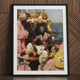 Douglas - Black Gay Pirate Art Print / Canvas Black-framed Muscular Man Ornate Cream-colored Attire, Myth Made Flesh, Prints