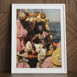Douglas - Black Gay Pirate Art Print / Canvas White-framed Muscular Man Ornate Cream-colored Attire, Myth Made Flesh, Prints