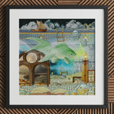 Down where It’s Wetter Pt 1 - Surreal Fish Collage Art Print Framed Surrealist Artwork Luminous Green Imaginative Seascape Toby Leon, Prints