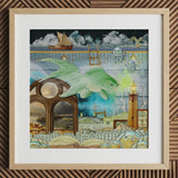 Down where It’s Wetter Pt 1 - Surreal Fish Collage Art Print Framed Surrealist Artwork Luminous Green Imaginative Toby Leon, Prints