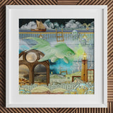 Down where It’s Wetter Pt 1 - Surreal Fish Collage Art Print Mixed-media Artwork Translucent Green Imaginative Landscape Toby Leon, Prints