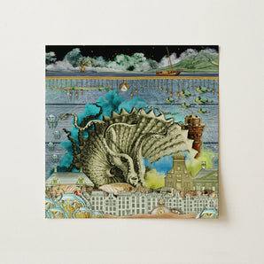Down where It’s Wetter Pt 2 - Sea Creature Collage Art Print, 12x12’’ / 31x31cm / Unframed / no Border, Posters Prints & Visual Artwork,