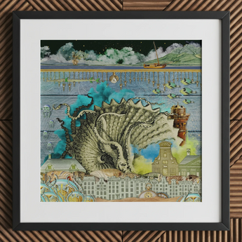 Down where It’s Wetter Pt 2 - Sea Creature Collage Art Print, Sea Creature Collage, Urban Landscapes Converge, Toby Leon