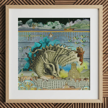 Down where It’s Wetter Pt 2 - Sea Creature Collage Art Print, Sea Creature Collage, Urban Landscapes Converge, Toby Leon