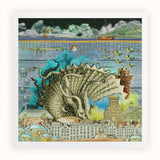 Down where It’s Wetter Pt 2 - Sea Creature Collage Art Print, Fantastical Sea Creature Fan-like Shell Prehistoric Nautilus Ammonite