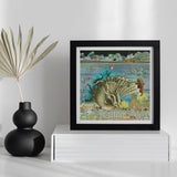 Down where It’s Wetter Pt 2 - Sea Creature Collage Art Print Framed Surrealist Artwork Dinosaur Amid Architectural Natural, Urban