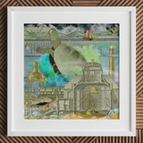 Down where It’s Wetter Pt 3 - Sea Turtle Collage Art Print Framed Mixed-media Artwork Surreal Architectural Structures, Toby Leon, Baroque